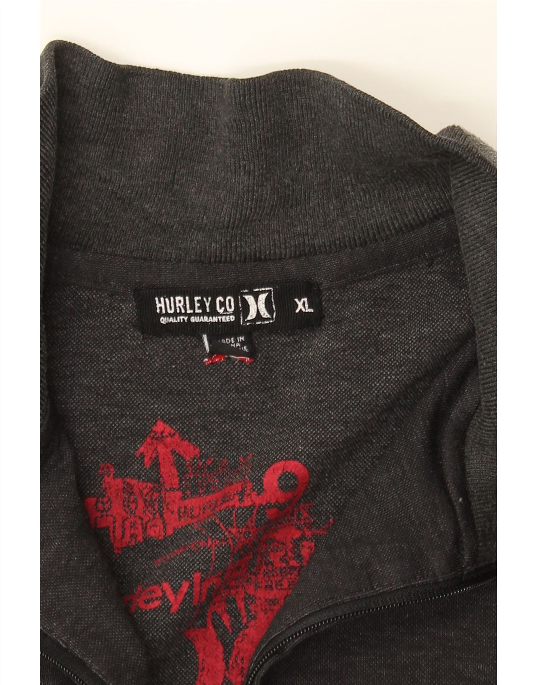 HURLEY Mens Graphic Tracksuit Top Jacket XL Grey Polyester Vintage Hurley and Second-Hand Hurley from Messina Hembry 