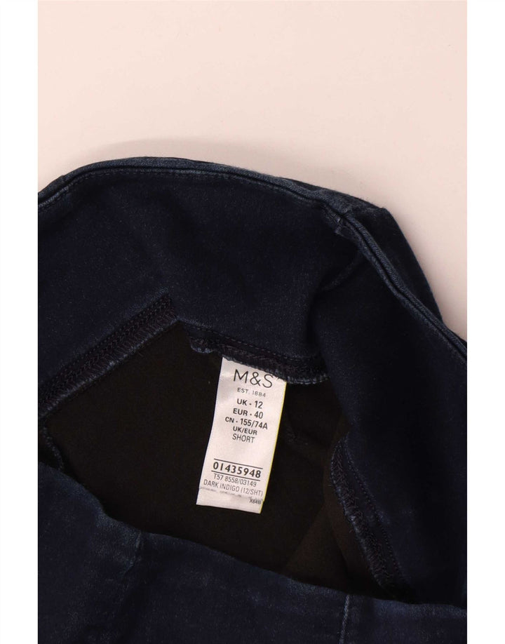 Marks & Spencer Dame Cropped Trousers UK 12 Medium W28 L24 Navy Blue
