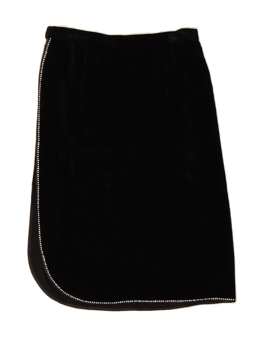 VINTAGE Womens Velour A-Line Skirt W28 Medium Black Vintage Vintage and Second-Hand Vintage from Messina Hembry 