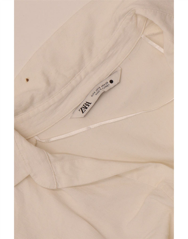 Zara Womens Crop Shirt Bluse UK 10 Small White
