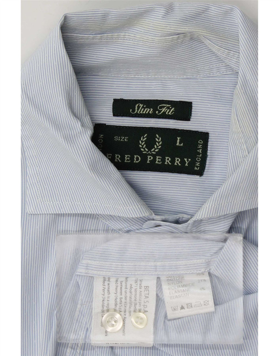 Fred Perry Herre Slim Fit skjorte Stor blå nålestribet bomuld
