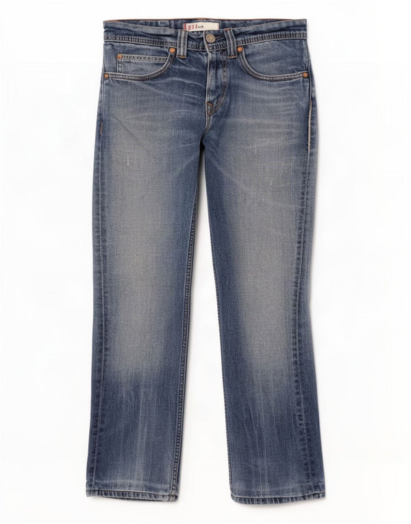 Levi's Womens 511 Distressed Slim Jeans W30 L29 Blå Bomuld