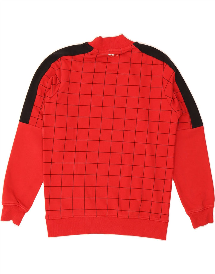 FILA Boys Graphic Sweatshirt Jumper 13-14 Years Red Check Cotton Vintage Fila and Second-Hand Fila from Messina Hembry 