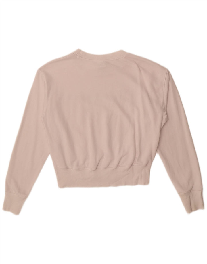 CHAMPION Womens Graphic Sweatshirt Jumper UK 14 Medium Off White Cotton