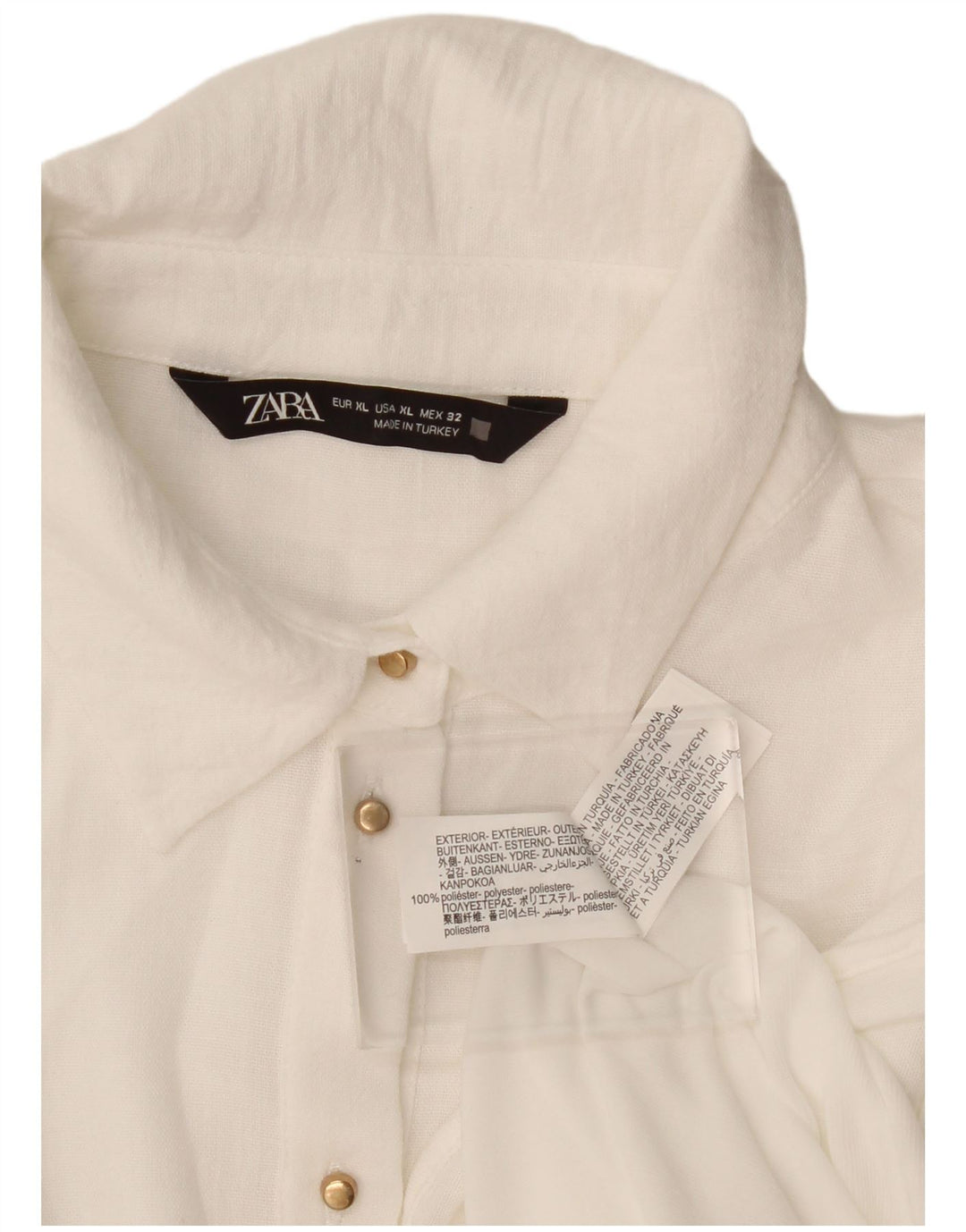 Zara Dame A-Line Kjole UK 18 XL Hvid Polyester