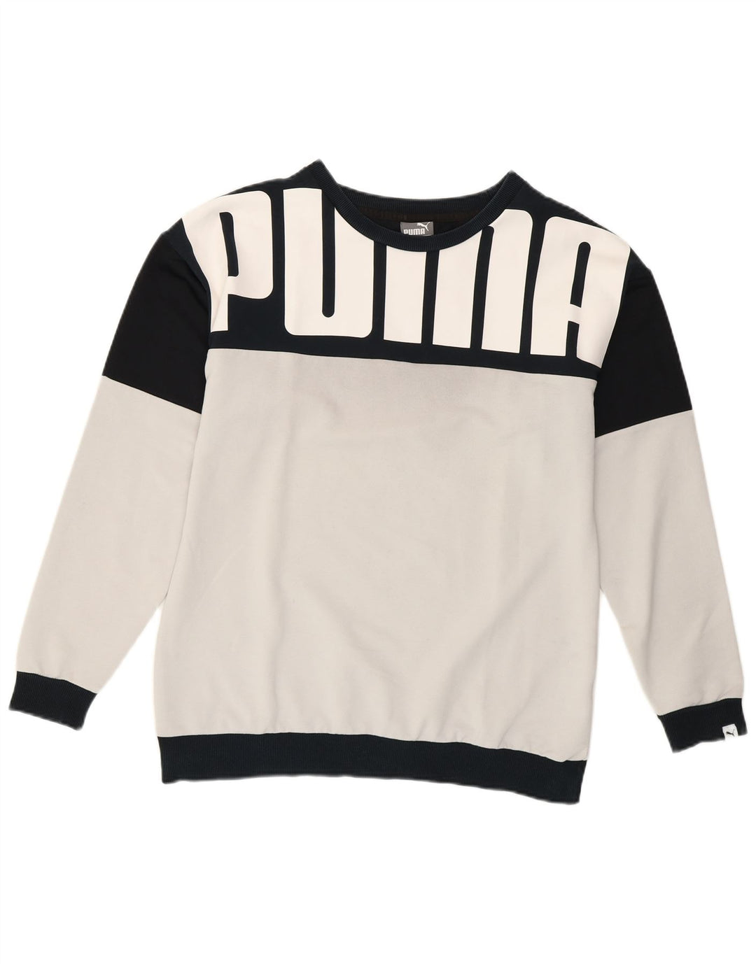 Puma Graphic Sweatshirt Jumper UK 12 Medium White Colourblock