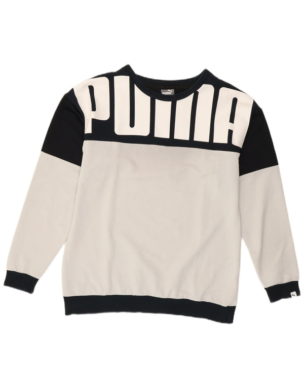 Puma Graphic Sweatshirt Jumper UK 12 Medium White Colourblock