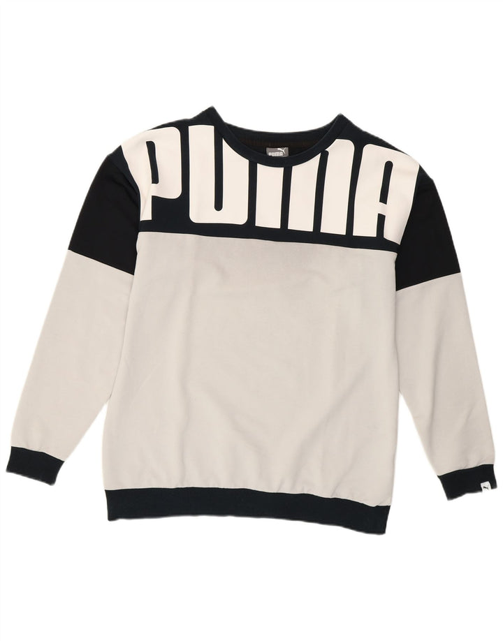 Puma Graphic Sweatshirt Jumper UK 12 Medium White Colourblock