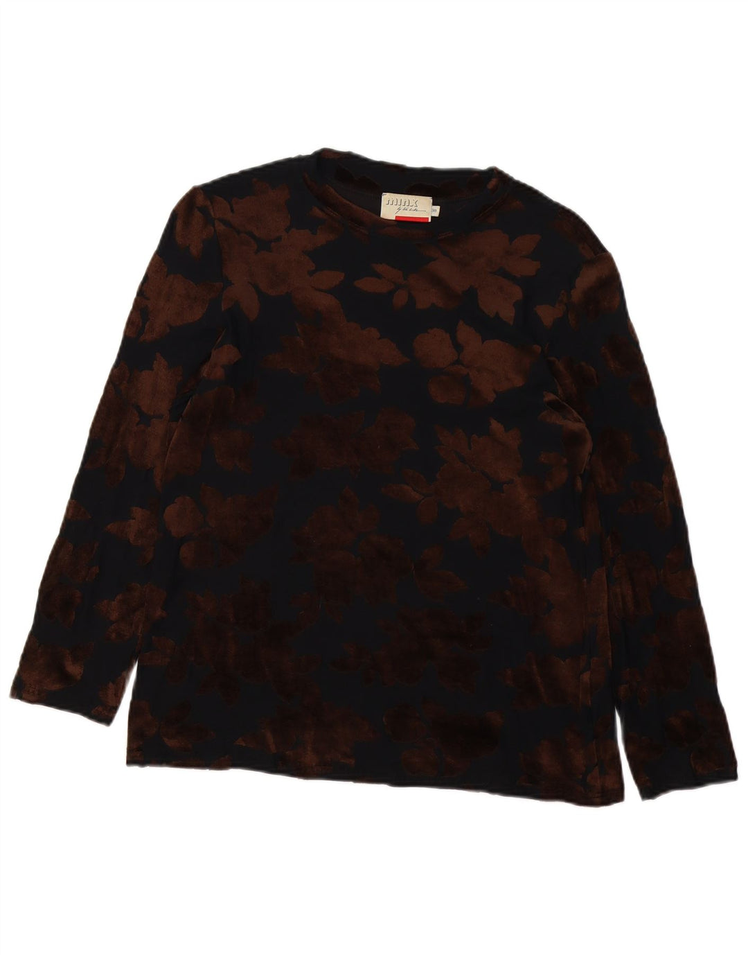 MINX BY EVA LUTZ Dame Velour Top Langærmet EU 38 Medium Sort Blomster