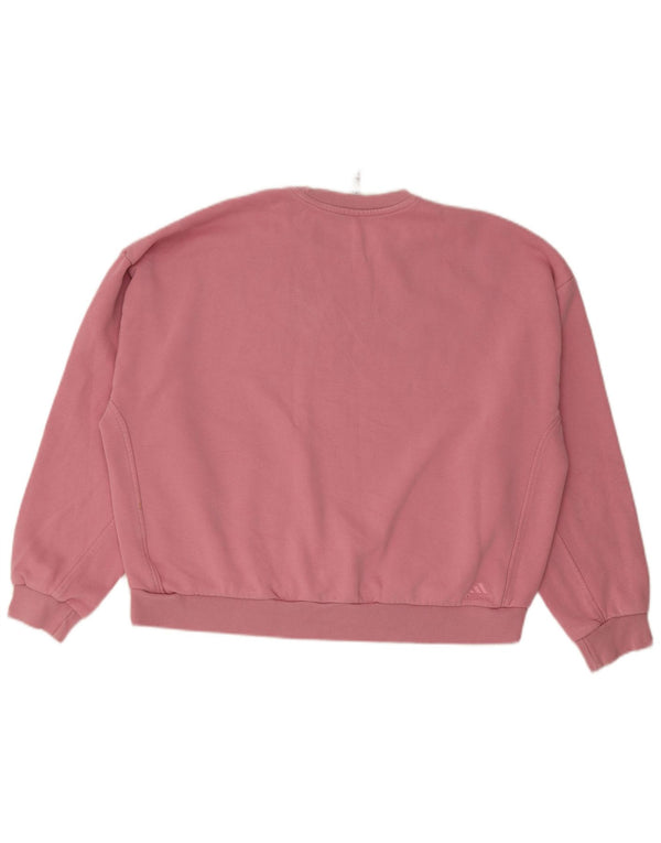 Adidas Dame Oversized grafisk Sweatshirt Jumper UK 20/22 XL Pink Bomuld