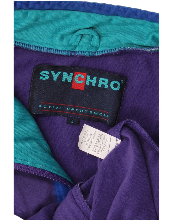Synchro Træningsdragt til mænd Topjakke Stor lilla Colourblock Polyester