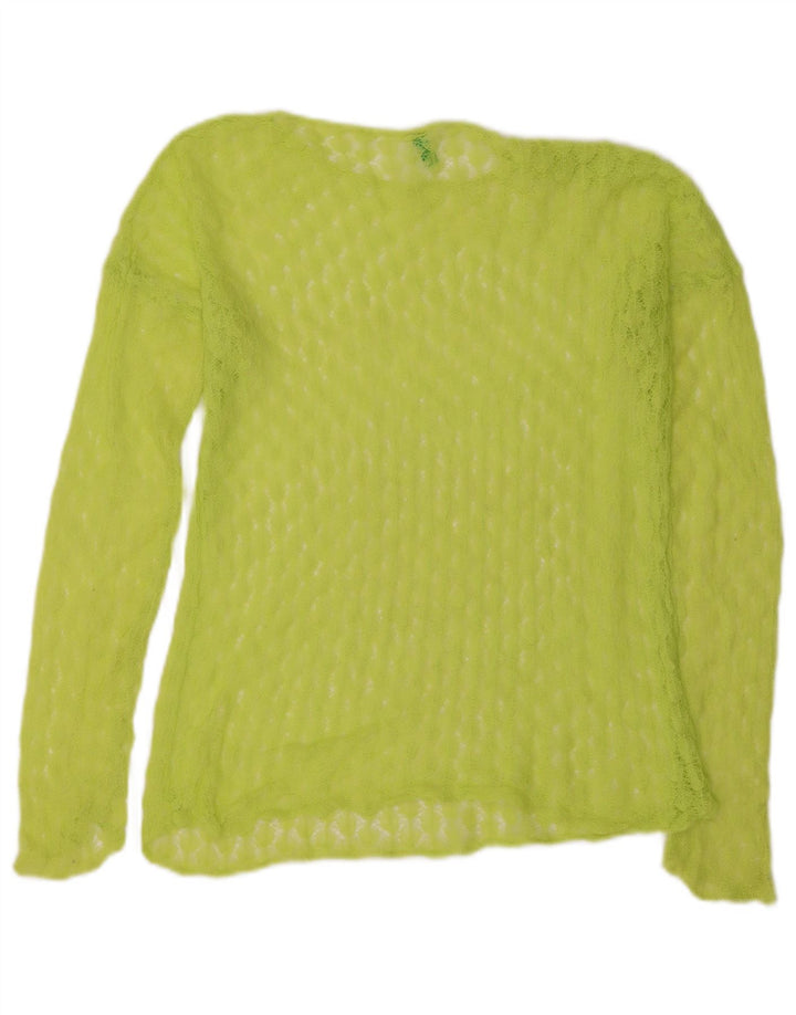 Benetton Dame Se Through Top Langærmet UK 16 Large Green