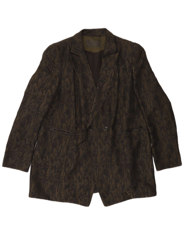 Vintage kvinders abstrakt mønster blazerjakke UK 20 2XL Sort Camouflage
