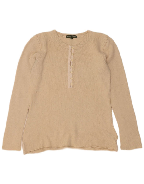 Eddie Bauer Dame Boat Neck Jumper Sweater UK 14 Large Off White Viscose