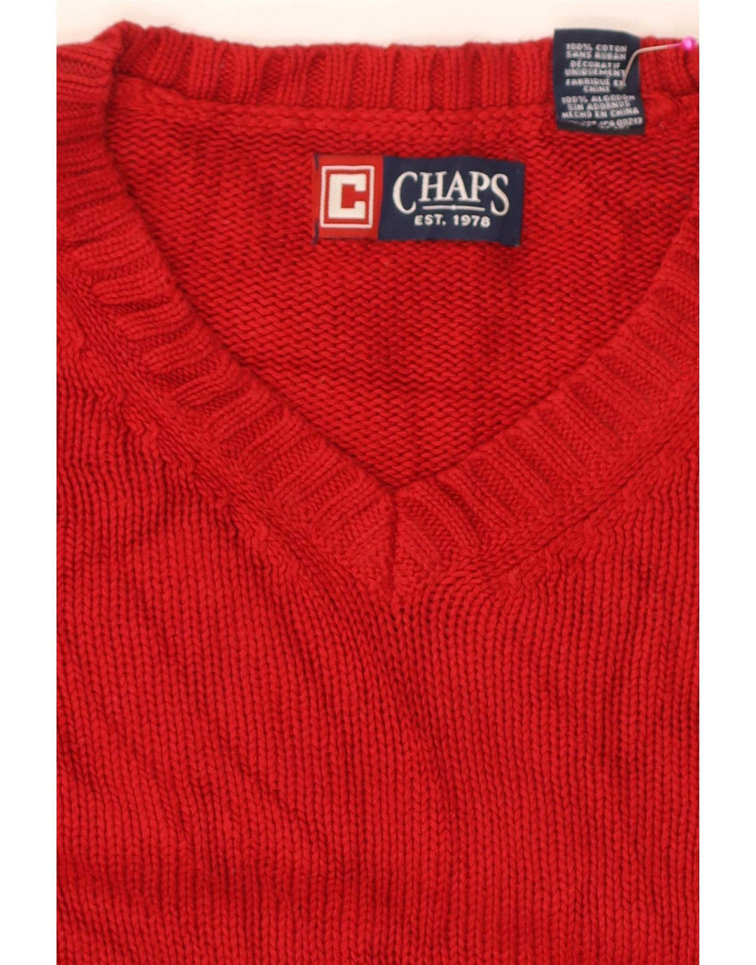Chaps Herre Regular Fit V-hals sweater XL Rød Bomuld