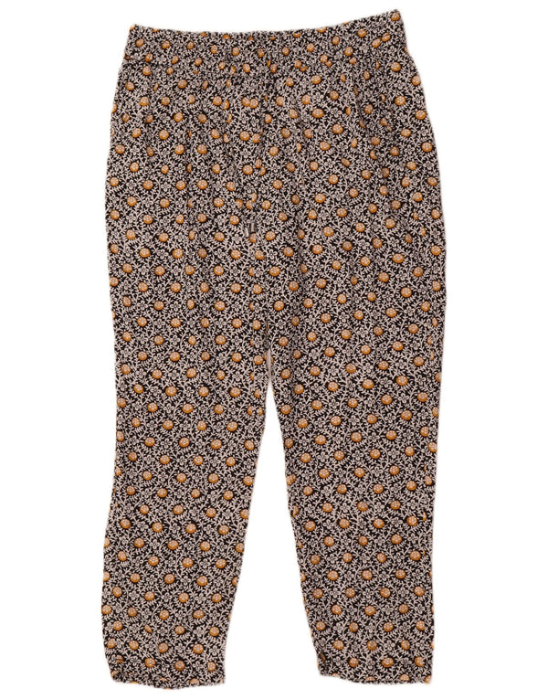 Marks & Spencer Dame Cropped Trousers UK 12 Medium W30 L24 Black Floral