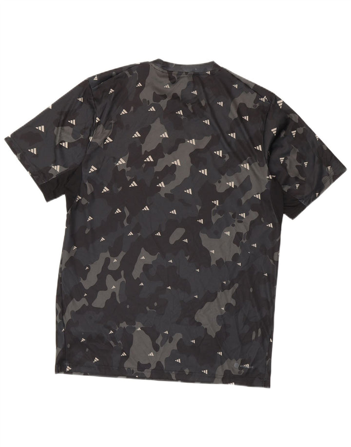 Adidas Herre Aeroready Grafisk T-Shirt Top Medium Sort Camouflage Polyester