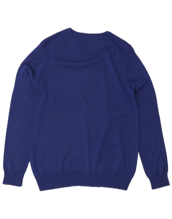 Carrera herre sweater med rund hals, medium blå uld