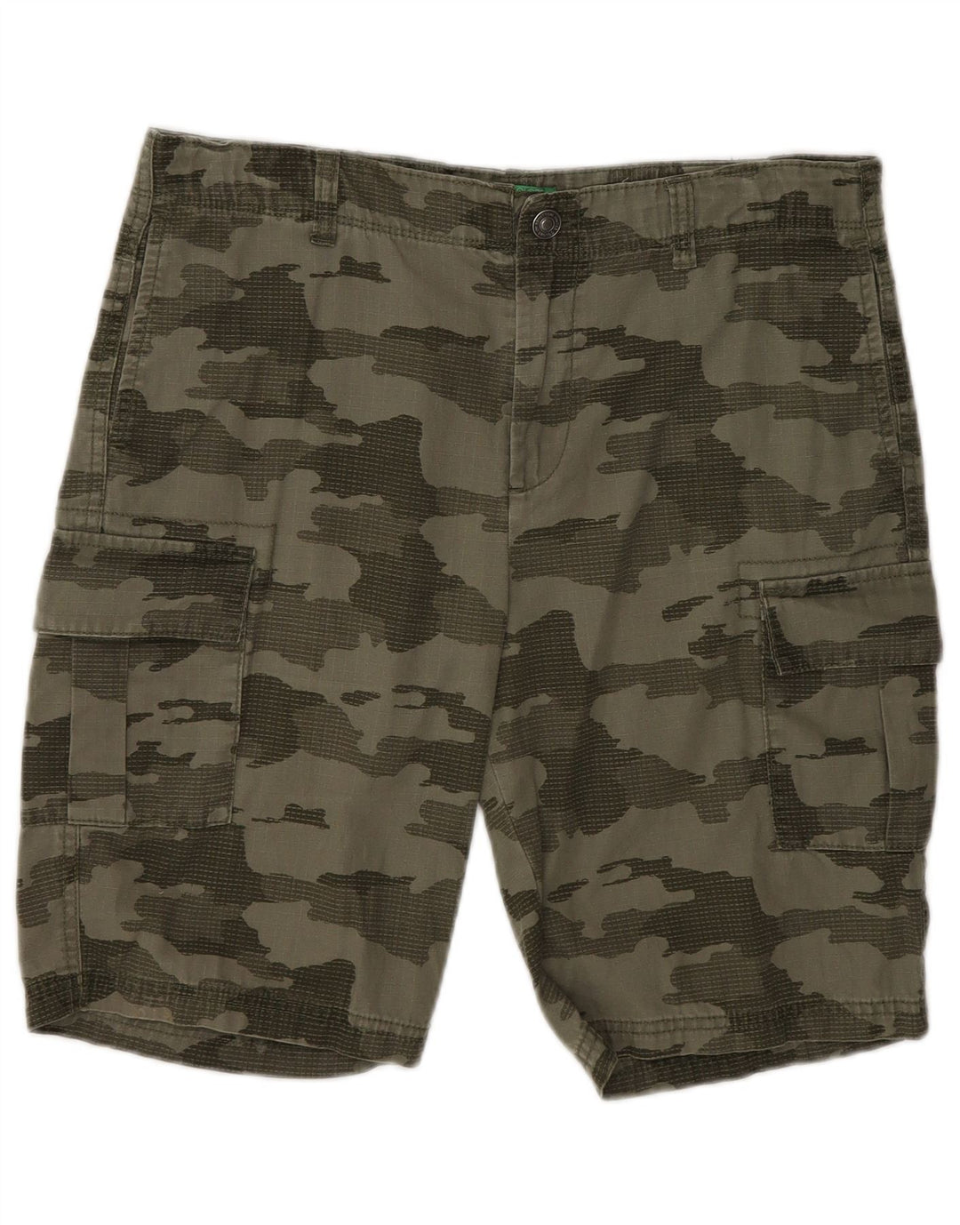 BENETTON Cargo Shorts til drenge 13-14 år 3XL W30 Khaki Camouflage Bomuld