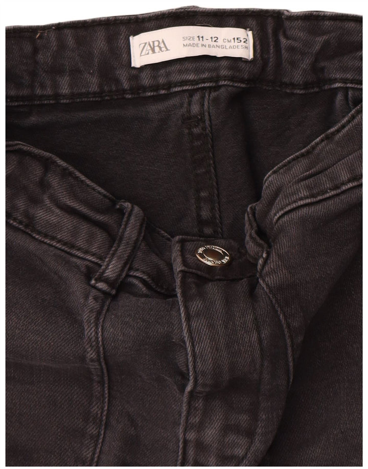 Zara Girls Cargo Wide Leg Jeans 11-12 År W24 L26 Grå