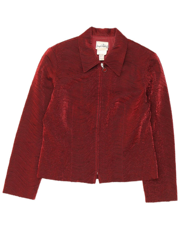 JOSEPH RIBKOFF Womens Crop Blazer Jacket UK 12 Medium Burgundy Rayon
