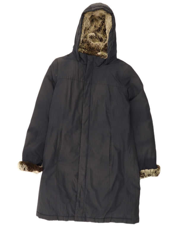 Woolrich Dame Hætte Polstret Frakke UK 20 2XL Navy Blue Bomuld