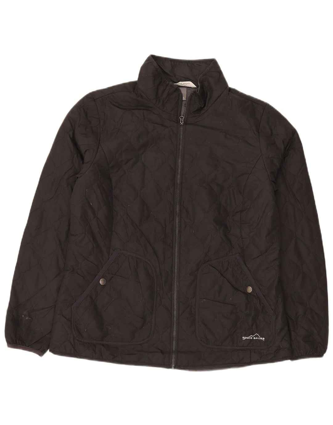 Eddie Bauer Dame Quiltet Jakke UK 16 Stor Sort Polyester