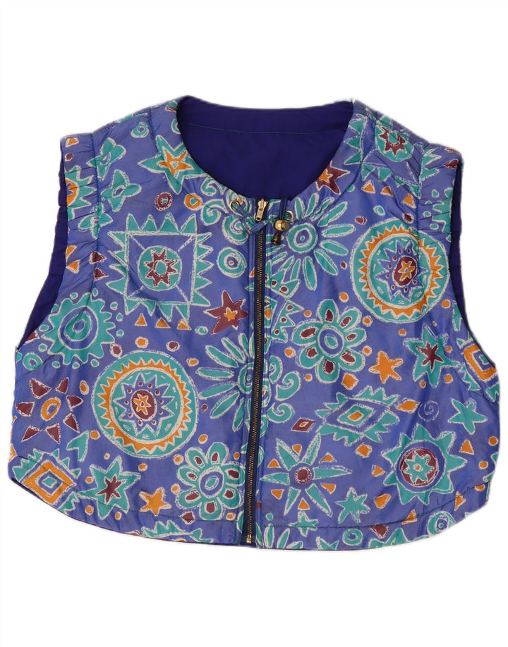 Vintage Dame Gilet UK 20 2XL Blå Geometrisk