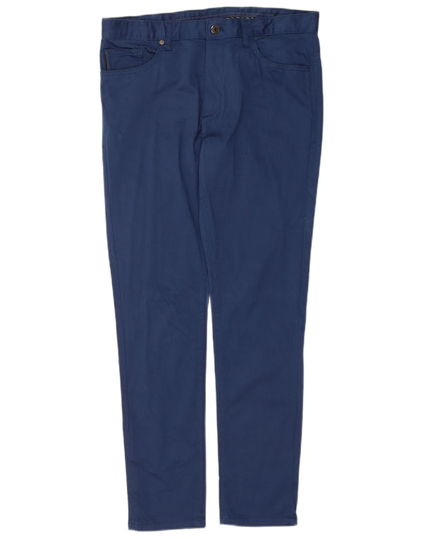 ZARA Herre Slim Casual Bukser EU 44 Large W34 L31 Blå Bomuld