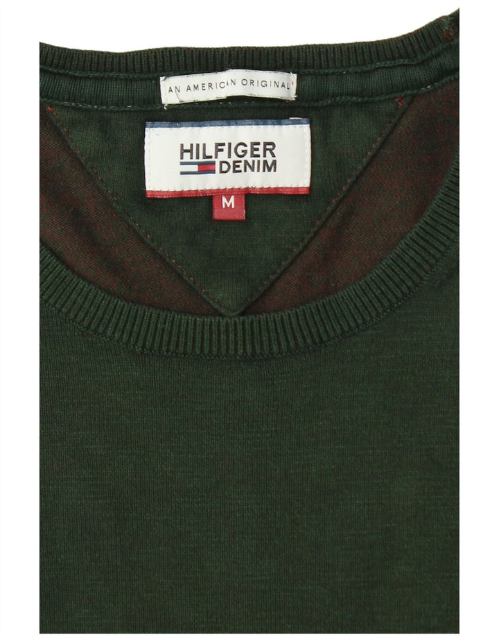 TOMMY HILFIGER Mens Crew Neck Jumper Sweater Medium Green Cotton