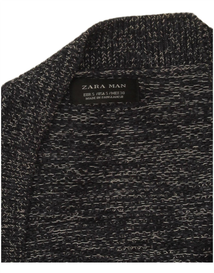 Zara Herre Cardigan Sweater Lille grå Flecked Bomuld