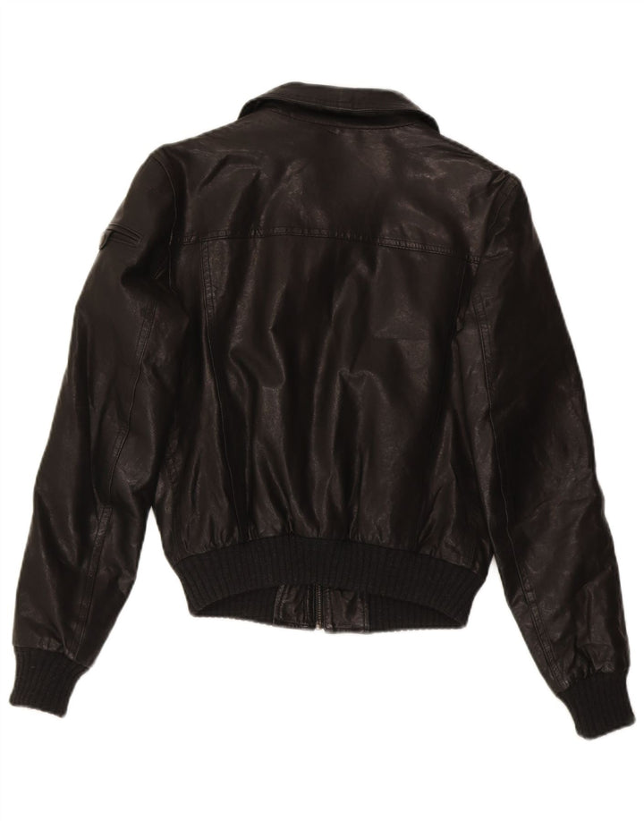 BRUNO MAGLI Womens Leather Bomber Jacket IT 46 Large Black Leather