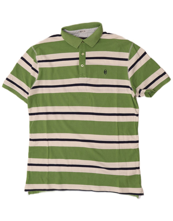 Conte of Florence Herre Regular Fit Polo Shirt Medium Grøn Stribet Bomuld