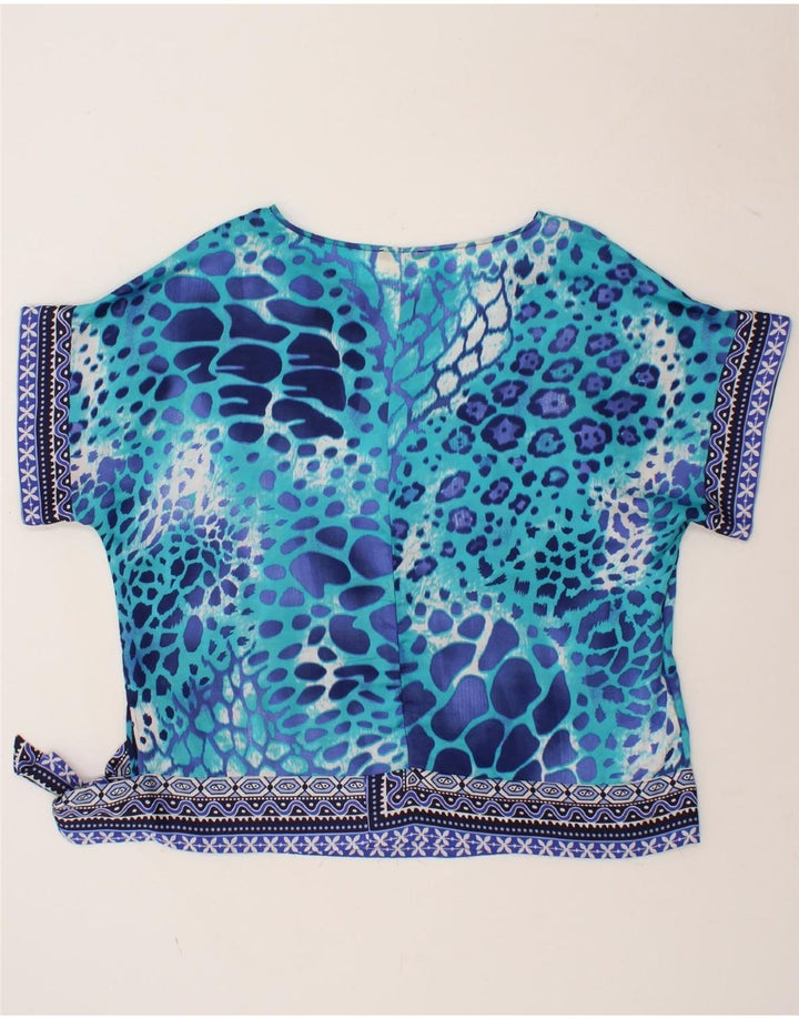 ELENA MIRO Womens Blouse Top UK 20 2XL Blue Animal Print Polyester Vintage ELENA MIRO and Second-Hand ELENA MIRO from Messina Hembry 