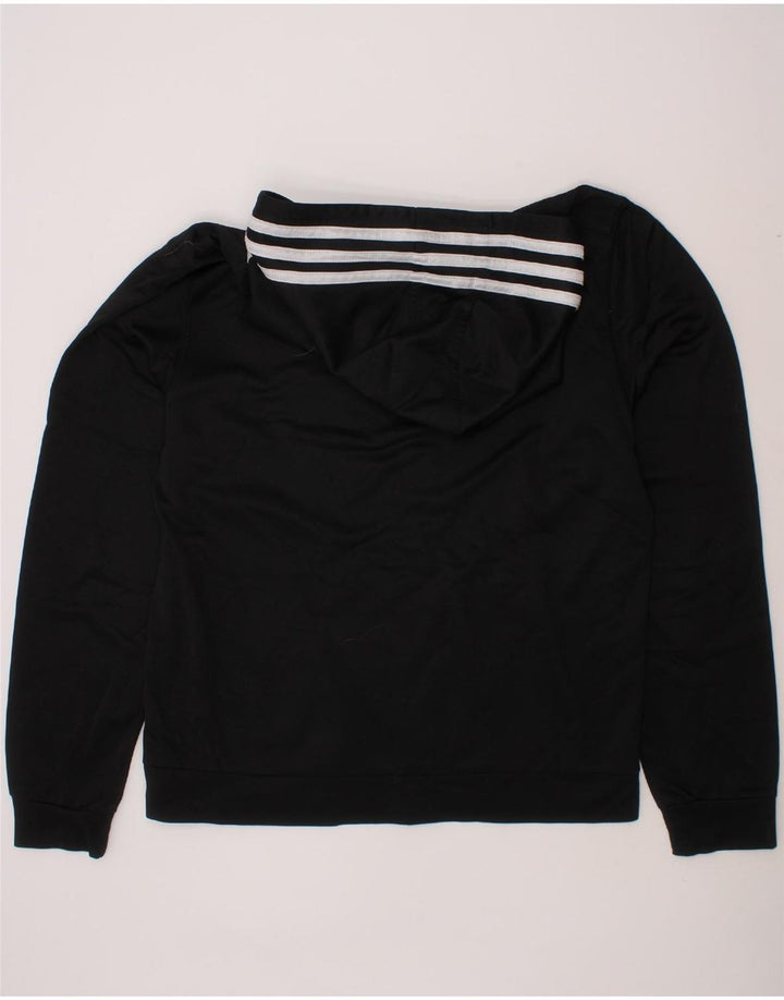 ADIDAS Boys Graphic Hoodie Jumper 14-15 Years Large Black Polyester Vintage Adidas and Second-Hand Adidas from Messina Hembry 