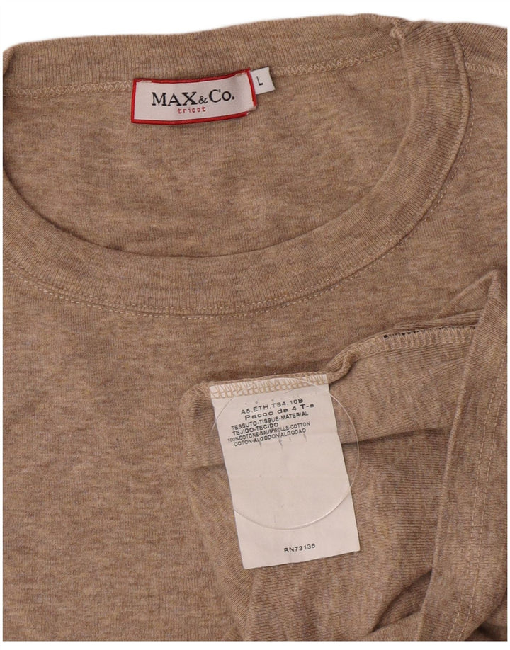 Max & Co. Dame Top Langærmet UK 14 Stor Beige Bomuld