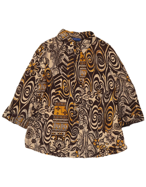 DOMINEW skjortebluse med 3/4 ærmer til kvinder IT 50 XL Brun blomsterbomuld