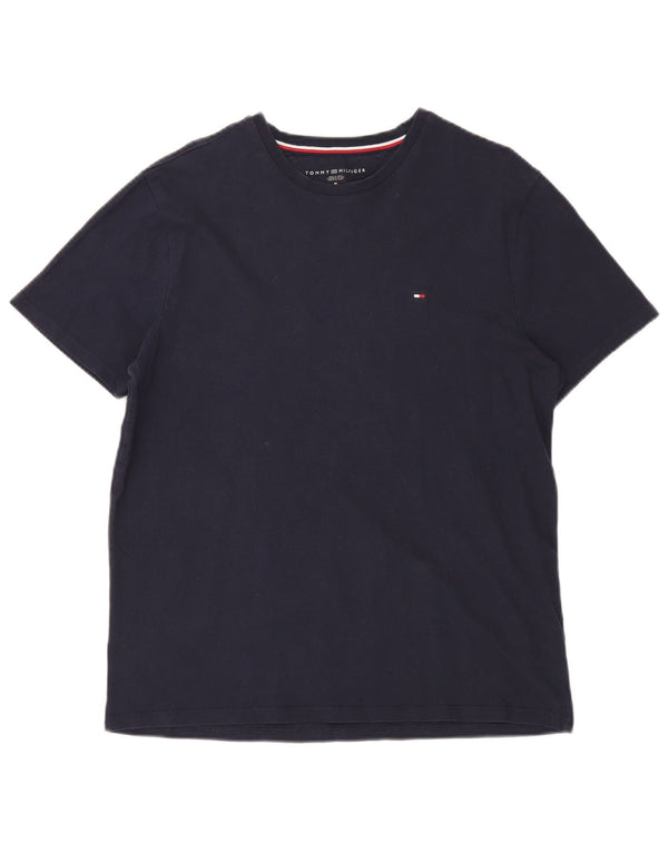Tommy Hilfiger Herre T-Shirt Top Medium Marineblå Bomuld