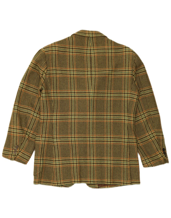 VINTAGE Herre 3-knaps blazerjakke UK 38 Medium Green Houndstooth