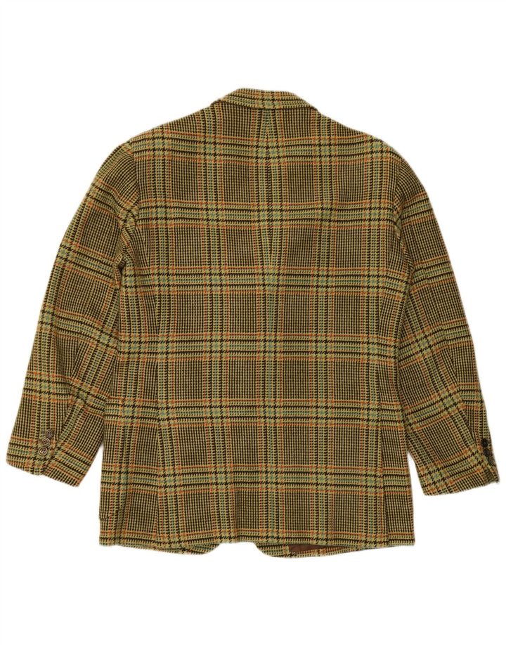 VINTAGE Herre 3-knaps blazerjakke UK 38 Medium Green Houndstooth