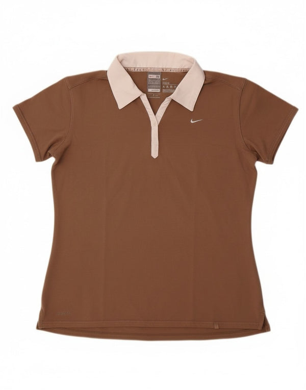 Nike dame poloshirt UK 10/12 medium brun bomuld