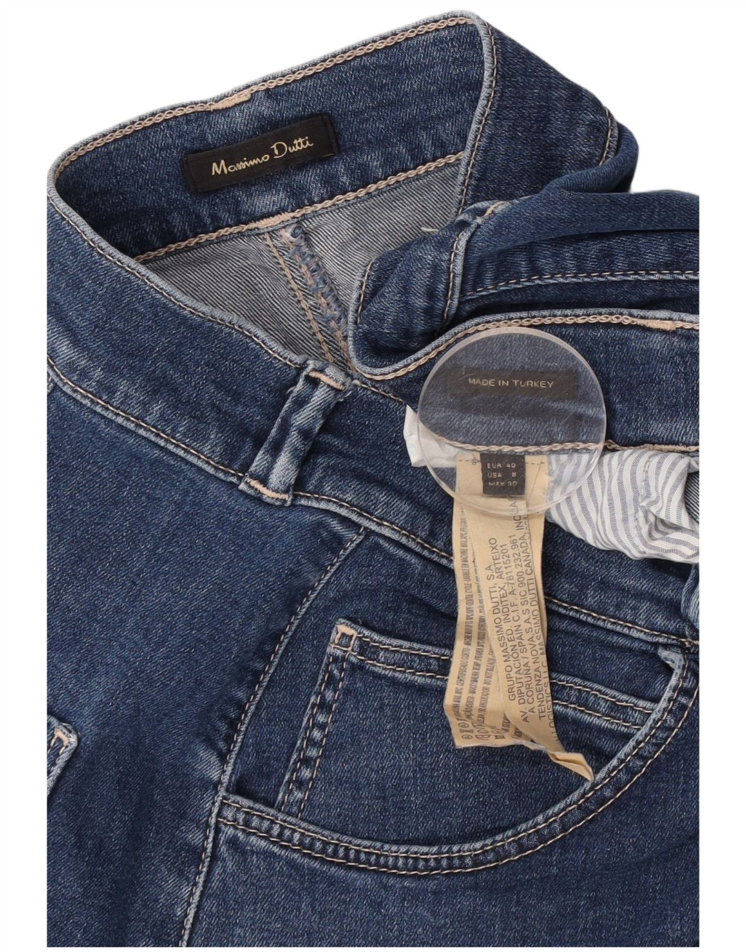 Massimo Dutti Dame Denim Nederdel EU 40 Medium W30 Marineblå Bomuld