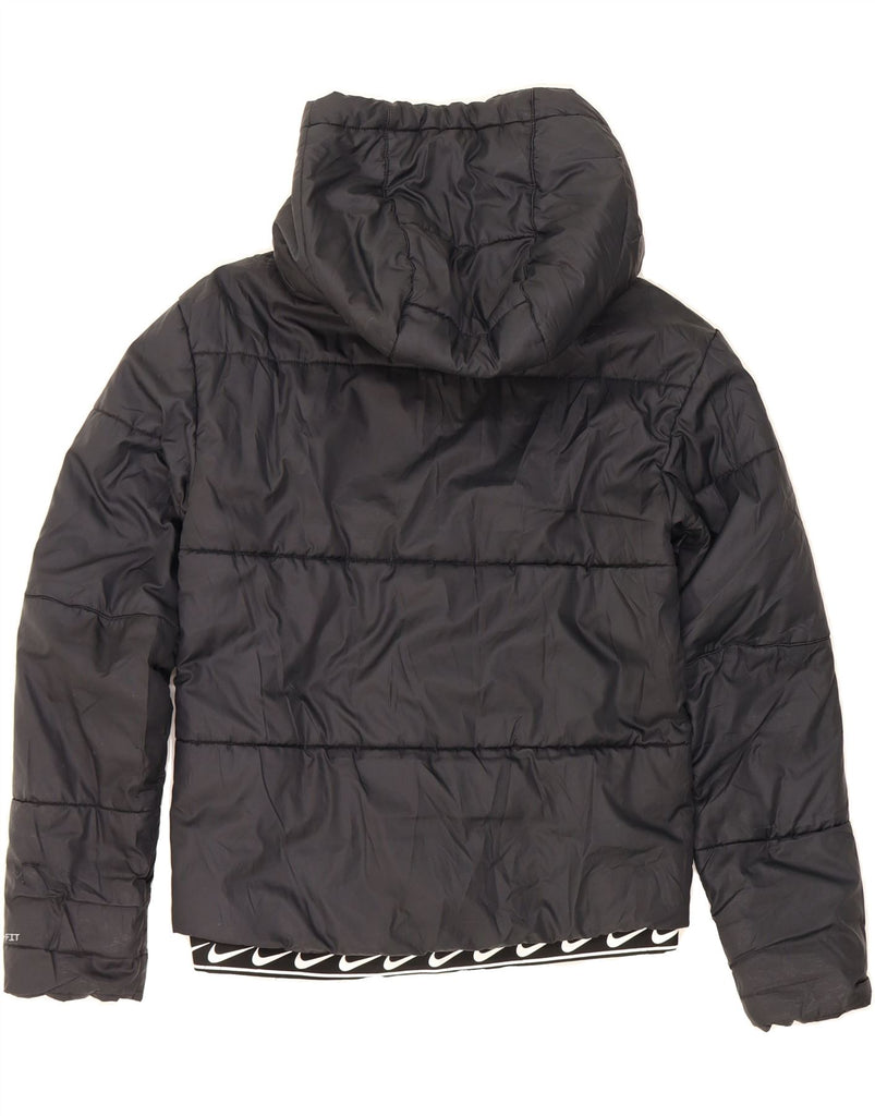 NIKE Womens Therma-Fit Hooded Padded Jacket UK 6 XS Black Polyester Vintage Nike and Second-Hand Nike from Messina Hembry 