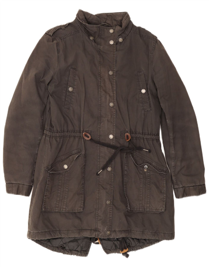 Fat Face Dame Parka Jacket UK 14 Stor Grå Bomuld