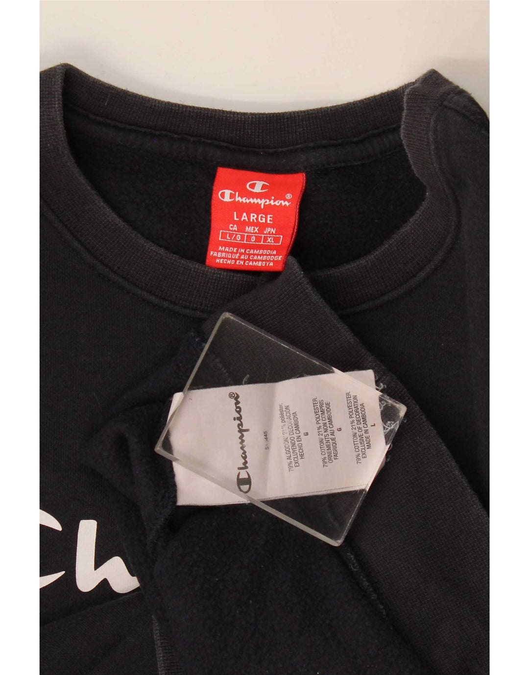 Champion Herre Grafisk Sweatshirt Jumper Large Sort Bomuld