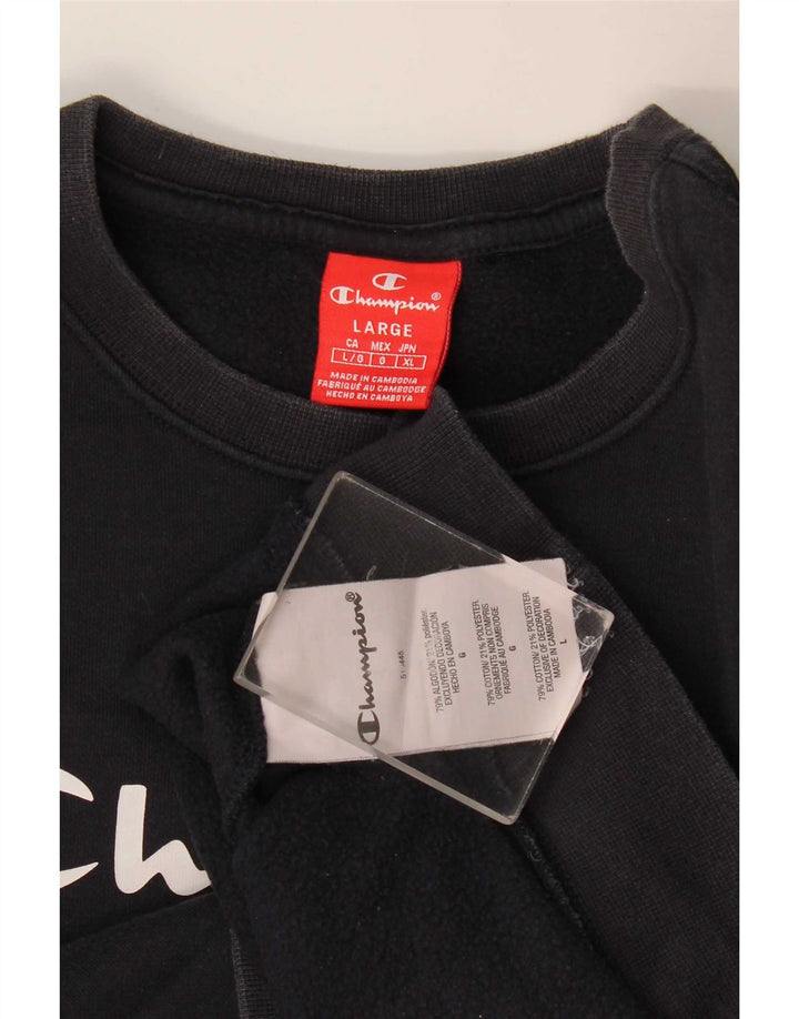 Champion Herre Grafisk Sweatshirt Jumper Large Sort Bomuld