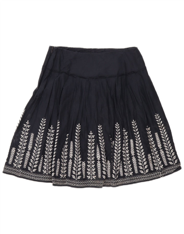 Marks & Spencer Kvinder plisseret A-line nederdel W30 Medium Navy Blue Floral