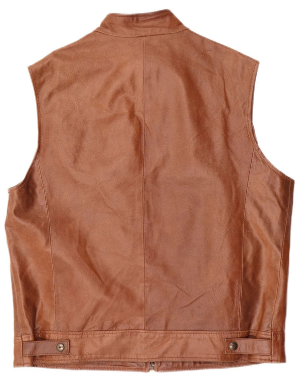 Grønne Blade Herre Læder Gilet IT 54 2XL Brun