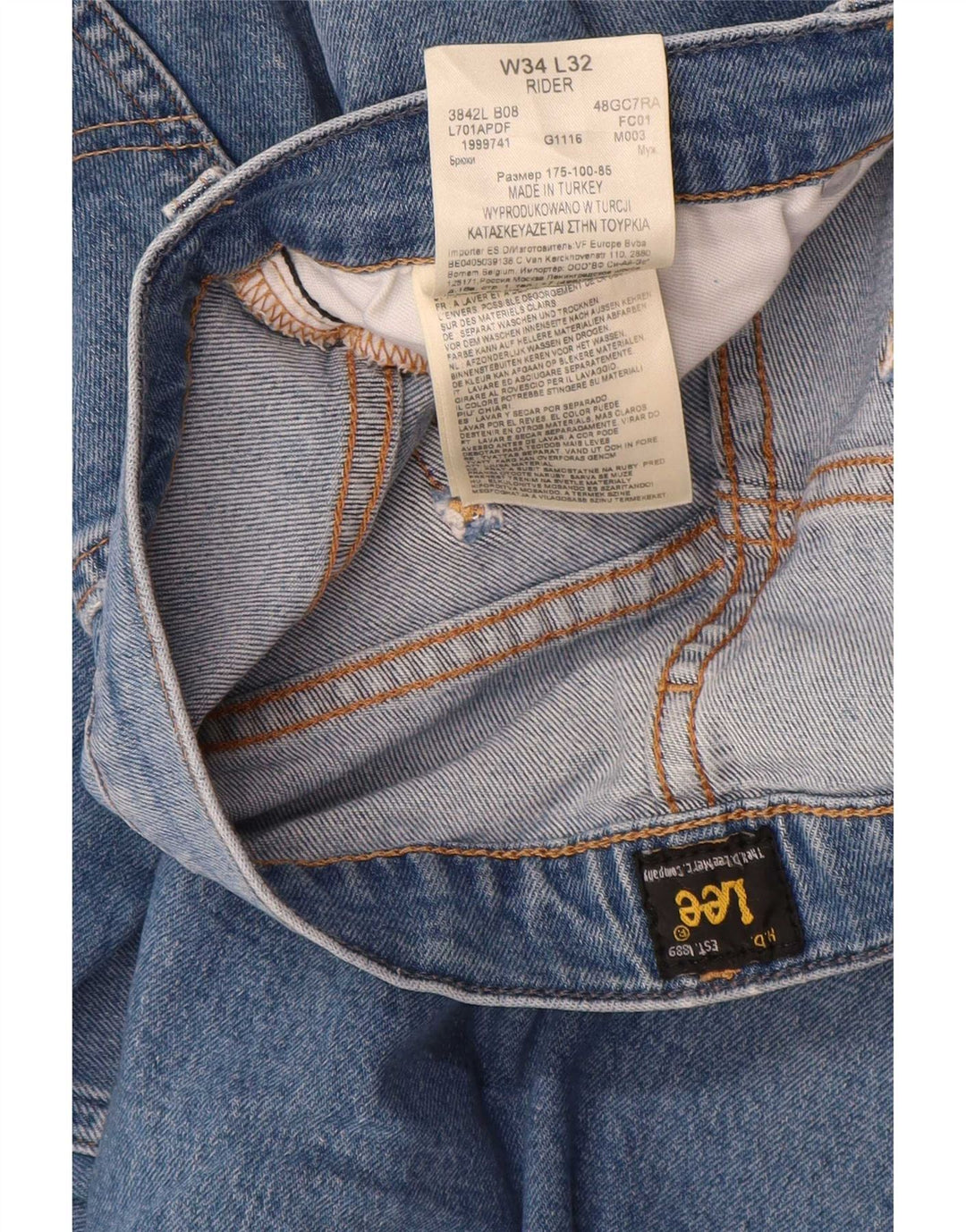 Lee Herre Rider Slim Jeans W34 L32 Blå Bomuld