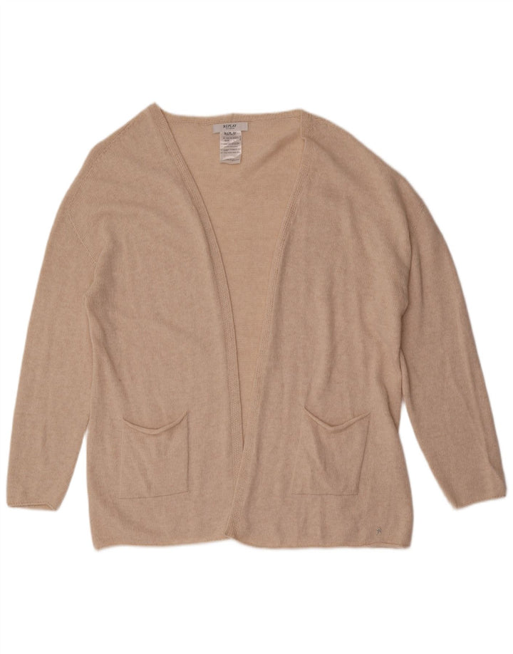 Replay Womens Open Cardigan Sweater UK 16 Large Off White Uld